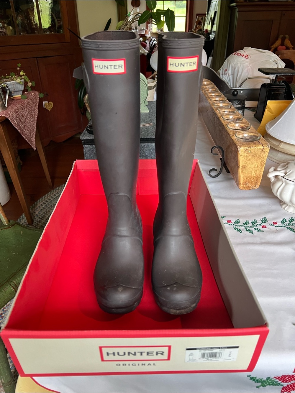 EUC Hunter Tall Original Rain Boots in “Bitter Chocolate”